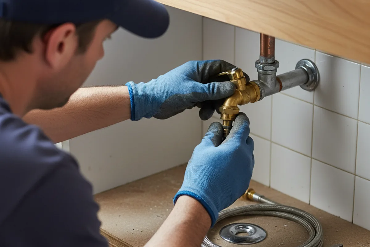 Shutoff valve and fitting work during Faucet and Fixture Repair in Stennis Space Center